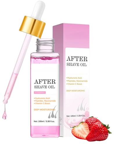 100ml Shaving Oil Women - Strawberry Skin Treatment - After Shave Oil with Vitamin C & Peptides - Soothe Estrid Razor Burn - Gentle Formula for Women Prevent Ingrown Hairs & Dryness