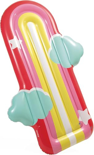 Intex Rainbow Cloud Float 175×117×20 cm | aufblasbare Luftmatratze Regenbogen & Wolken | Pool Float ab 9 Jahren | Tragkraft 100 kg | aus strapazierfähigem Vinyl | inkl. Reparaturflicken