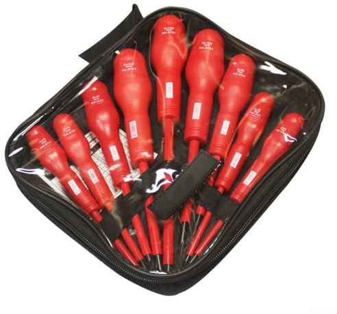 Lot de 9 tournevis à fente magnétique pour électricien 1000 V certifié VDE - Outils pour tournevis cruciformes - Avec tiges en acier et plus ergonomiques