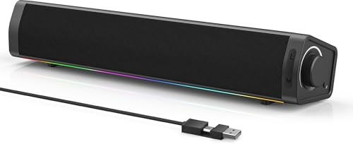 ZETIY Altoparlante per PC, Alimentato tramite USB, Altoparlante LED per Giochi, Barra Audio per PC, portatile, Desktop, Monitor