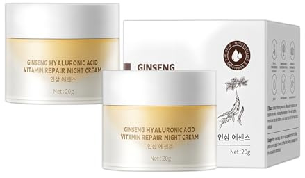 Ginseng Gesichtscreme, Vitalisierende Feuchtigkeitscreme für Straffe Haut und Mehr Elastizität, Repair Creme für Müde und Fahl Aussehende Haut, Nachtcreme zur Revitalisierung der Gesichtshaut, 2 Stück