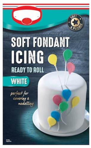 Soft Fondant Icing Ready to Roll, White, 1kg, Perfect for Covering and Modelling, Suitable for Vegans