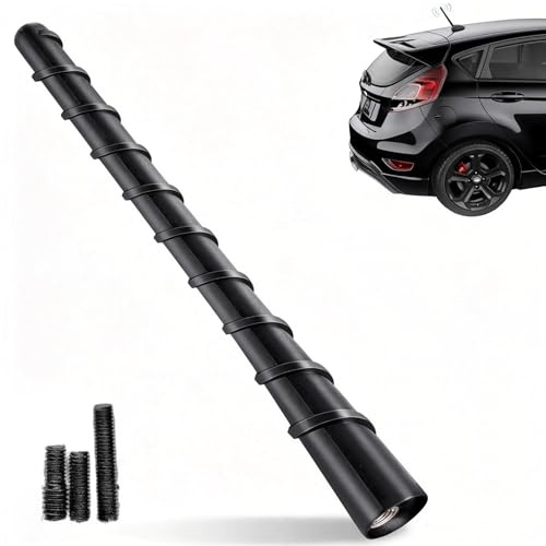 Okaywork 17cm Caoutchouc Antenne Radio Voiture Auto Courte Universelle Amplifiée Comprend 3 vis antenne Voiture pour Autoradio - Réception AM/FM Optimale avec Super Compatibilité Vis M4, M5, M6