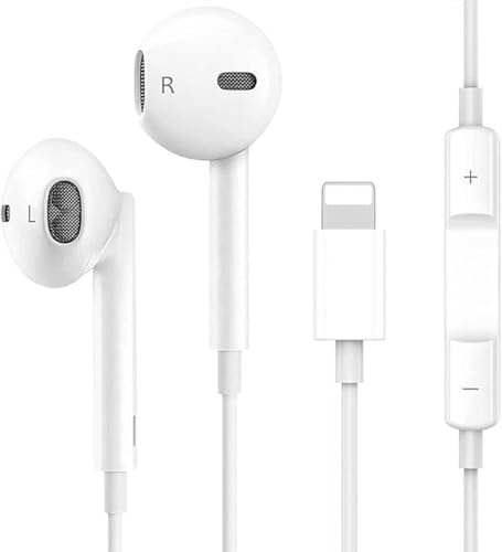 ROOSTON Auriculares para iPhone HiFi estéreo con micrófono y Control de Volumen, Auriculares con Cable compatibles con iPhone 14/14 Pro/13/13 Pro/12/12Pro/11 Pro MAX/SE/XS Max/X/8/7