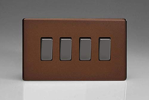 XDM9S Varilight Flat Plate Screwless Mocha 4 Gang Light Switch