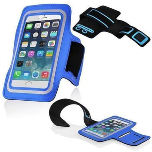 Cadorabo – Neopren Smartphone Sport Armband Fitnessstudio Jogging Armband Oberarmtasche kompatibel mit 4.5 – 5.0 Zoll Handys wie z. B. Apple iPhone 6, 7, Samsung Galaxy A3, > HTC ONE A9 < usw. mit Schlüsselfach und Kopfhöreranschluss in BLAU