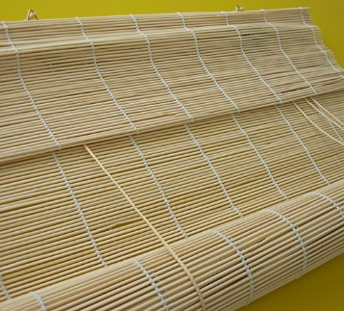 deko-raumshop Bambusrollo Faltrollo Rollo Farbe Natur Breite 60 bis 140 cm Schnurzugrollo Vorhang Wandmontage Deckenmontage Blickdicht geflochtene Stächchen Naturmaterialien Bambus Holz (90 x 240 cm)