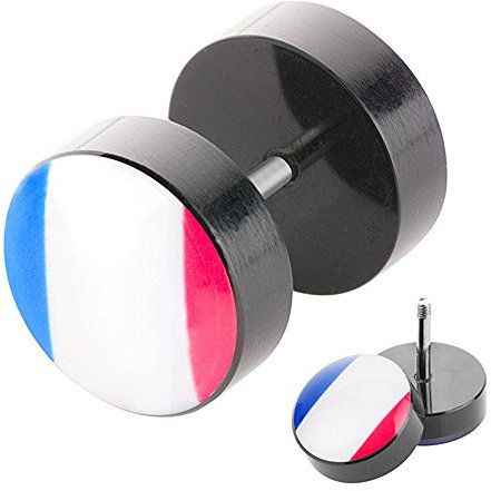 Piercingfaktor Fake Plug Piercing mit Länder Motiv Frankreich - 8mm