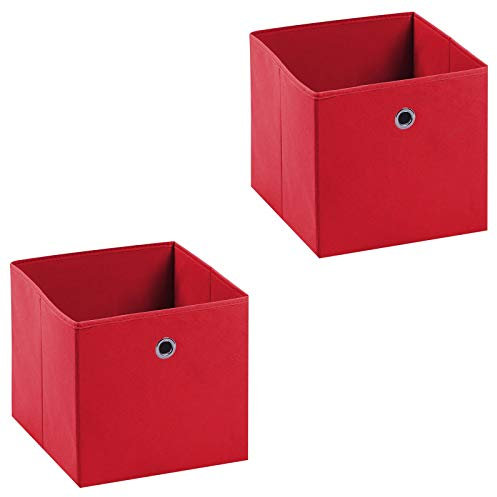 IDIMEX Stoffbox ELA, praktische Faltbox im 2er Pack, schöne Aufbewahrungsbox faltbar, einfacher Einschubkorb rot