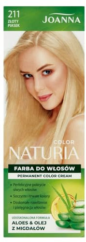Joanna Naturia Color Haarfarbe für Frauen - Sorgt für Lang Anhaltende Farbe - Enthält Aloe vera und Mandelöl - Attraktive und Tiefe Haarfarbe - Farbe Goldener Sand