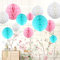 Himeland 12x Pompoms Blume Kit, Seidenpapier Wabenbälle Set als Party Dekoration, Deko Zubehör für Hochzeit Party Baby Duschen Geburtstag Bankett Zimmer