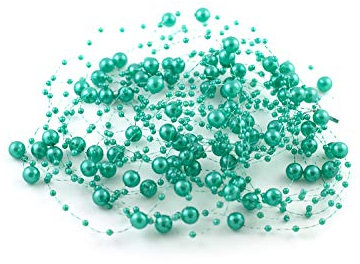 Creativery Perlengirlande 5St. x 1,3m Perlenband Perlenkette Tischdeko Perlenschnur Farbauswahl: türkis 343