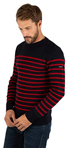 Armor Lux Herren 76828 Pullover, Mehrfarbig (Navire/Piment I78), S EU