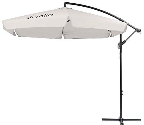 di volio Garten Sonnenschirm Empoli Ampelschirm mit Kurbelvorrichtung UV-Schutz Wasserabweisende Bespannung Sonnenschirm Schirm Gartenschirm (Creme)