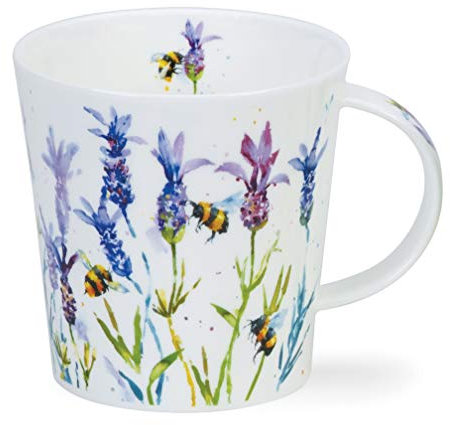 Dunoon Tasse en porcelaine fine fabriquée en Angleterre en forme de cairngorm Motif abeilles occupées 480 ml Passe au lave-vaisselle (lavande)