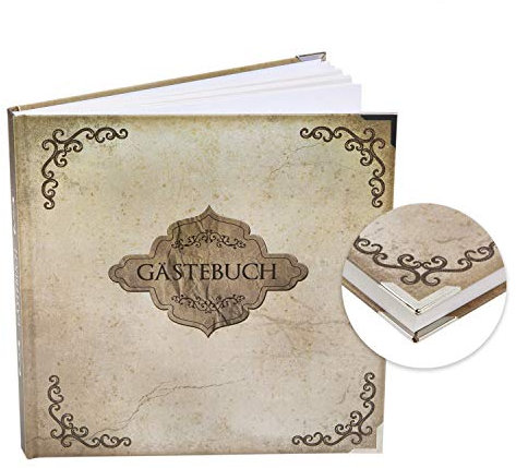 Logbuch-Verlag Vintage Gästebuch braun beige auf alt gemacht rustikal 21 x 21 cm - Buch für Gäste zum Eintragen für Hochzeit Pension Hotel Ferienhaus
