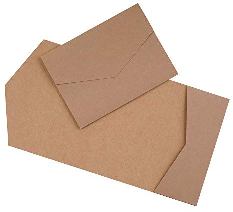 Pocketfold Karte B6/C6 Querformat - Einladung Hochzeit - Blanko, Kraftpapier Naturkarton (kraft-braun, 100)