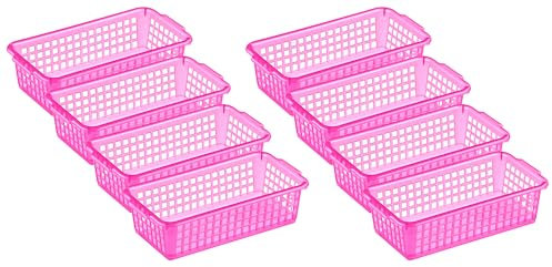 MiraHome Aufbewahrungskorb 20x10x5,5cm 0,7L 8er Set – Allzweckkorb aus robustem Plastik (BPA-frei) – Aufbewahrungsbox für Küche & Bad – Perfekter Korb für Aufbewahrung – Pink