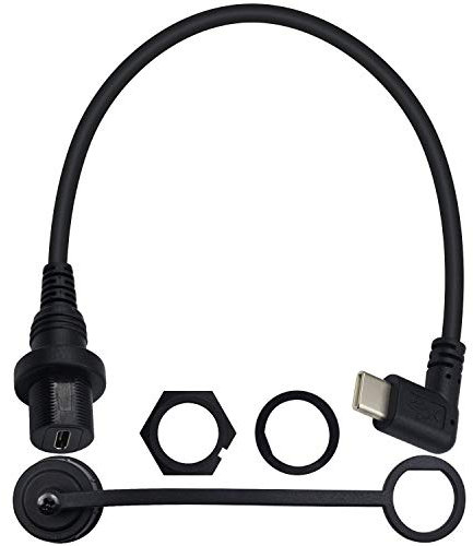 Duttek 90 Degree USB C Panel Mount Cable, Left &Right USB C Male to Female Mount Extension Cable for Car, Boat, Motorcycle, Truck Dashboard 30cm/12 Inch