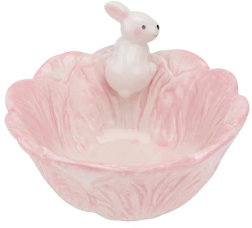Holibanna Ceramic Rabbit Bunny Bowl Easter Fruit Yogurt Salad Bowls Rabbit Cabbage Serving Snack Dessert Bowls for Easter Party Decor Pink