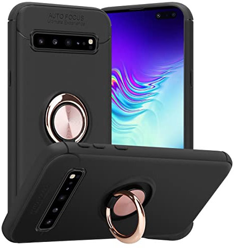 cadorabo cover compatible with Samsung Galaxy S10 5G - Case with Focus Ring in BLACK - ROSE GOLD - Mobile Phone Case made of TPU Silicone - Silicone Case Protective Ultra Slim Back Cover Case Bumper