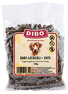 Dibo Barf Leckerli, 200 g, cavallo, selvaggio, bouquet, agnello, anatra, snack per cani, piccolo e pratico, senza zucchero, sano e delizioso (anatra)