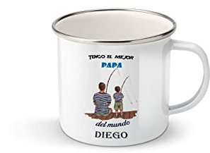 Taza personalizada con nombre, idea de regalo para el día del padre, regalo ideal para papa (pescando)