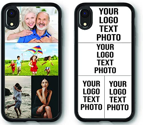 Mobile Stuff Personalised Phone Case for iPhone XR, Shockproof TPU Bumper back Custom Cover Collage Your Own Photo for iPhone XR - 6.1 Inch, Personalize with Four Image Collage Layout A