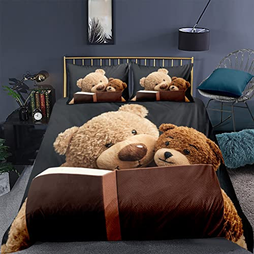 RFFLUX 3D Bär süß Tier Bettwäsche Set 135x200 cm 2teilig mit Reißverschluss Weiche und Angenehme Schlafkomfort Microfaser Bettbezug Kinderbettwäsche mit Kissenbezug 80x80 cm