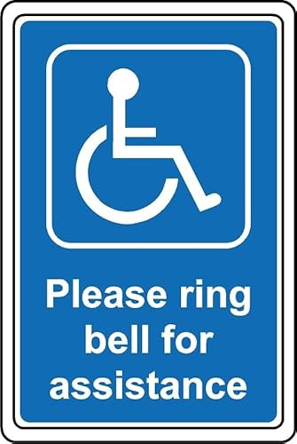 Please Ring The Bell for Assistance Disabled Safety Sign - 1mm Plastic Sign (200mm x 150mm)