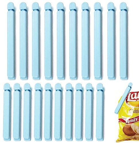 Amindz 20 Stücke Luftdicht Beutelclips,Snacks Beutel Verschluss,Kunststoff Verschlussklammer,Verschließen Tüte Clips für Aufbewahren Einfrieren Lebensmittel Snacks(12cm/15.5cm)