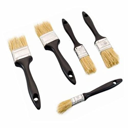 Mixed Paint Brush Set Soft Bristle Decorator Painter Tool Art Supplies Paintbrushes Doors Fence Architects Furniture Wall Painting Decorating DIY Size(1/2+1+1 1/2+2+2 1/2) (Pack Of 5)