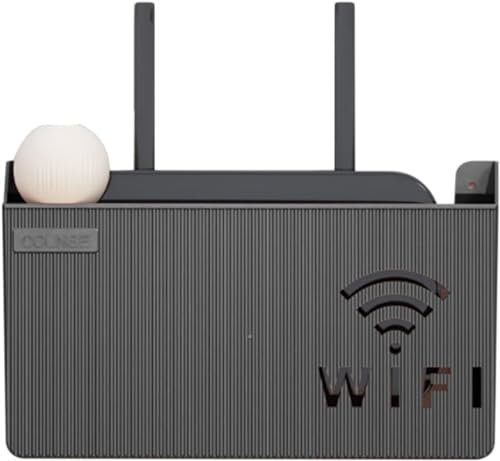 MNBVH Router Aufbewahrungsbox Wand WLAN Router Regal Wandmontage Kabel Organizer Box Wandbehänge TV Kabel Verstecken Box Wandbehang Router Verstecken Regal für Wand Dekorative (Color:Schwarz)