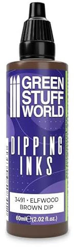Green Stuff World Dipping Ink 60ml High Contrast Model Paint - Elfwood Brown