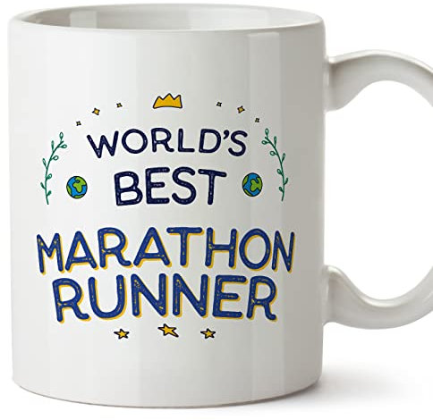 MUGFFINS Marathon Runner Mug - in English - World's Best - Funny Gift for Colleagues - Ceramic 11oz Mug
