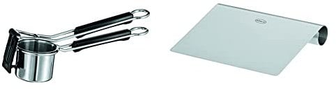 RÖSLE Kartoffelpresse, hochwertige Presse zur Zubereitung von Kartoffelpüree, Silber/Schwarz & Spachtel, Hochwertiger Teigspachtel als Back- und Kochhelfer, Edelstahl 18/10 matt, Spülmaschinengeeignet