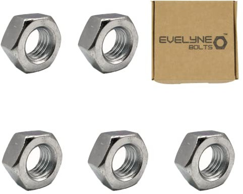 M12 (12mm) Steel Hex Nuts - Standard Thread - Pack of 5