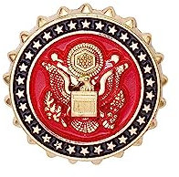 Golden And Red British Pointed Star with Sailing Eagle Bottle Cap Hat Pin, Lapel Pin, Cap Badge Accessories for Men, Standard, Enamel, no gemstone
