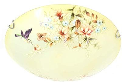 Retro Rund Deckenleuchte Tiffany Stil Deckenlampe Blume Kunst Glas Lampenschirm Flush Mount Decken Beleuchtung E27 Leuchte für Wohnzimmer Schlafzimmer Esszimmer Loft Korridor Flur (40CM)