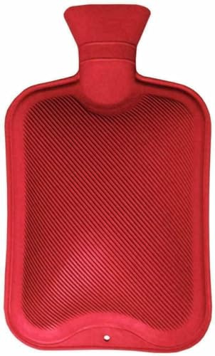 HUBIBUBI Large 2L Hot Water Bottle Natural Warmer Rubber (Red, 2 Litre)