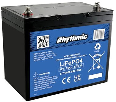 RHYTHMIC 12V 75AH LiFePO4 LITHIUM IRON PHOSPHATE BATTERY - CHEAPER ALTERNATIVE TO THE 12V 100AH LITHIUM BATTERY