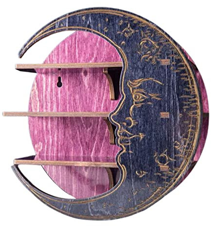 Schwimmende Regale für Wand, Mond Eckregal | Mondanzeige für Kristall,Flüssiges Holzregal für Wohnzimmer, Schlafzimmer, Platz sparendes für Badezimmer