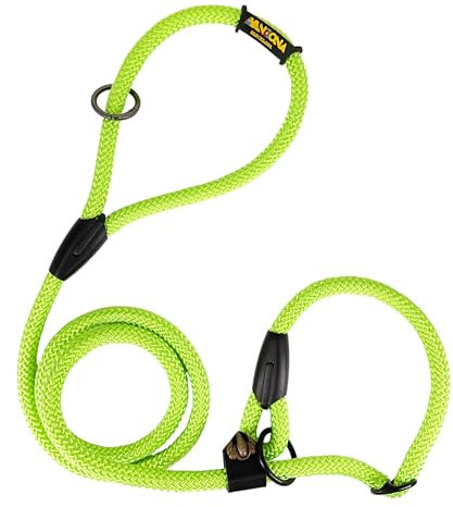 Laisse pour Chien en Corde avec Collier Matingale, Anti-Traction. 160M. Fluor Vert