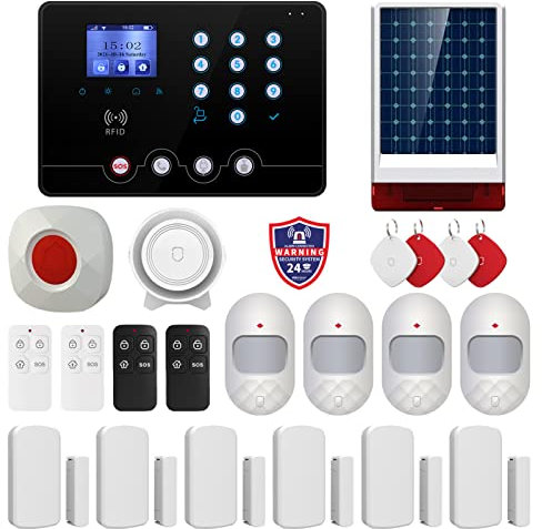 Wolf Guard W4Q-W06 WiFi 4G kit sistema di allarme antifurto casa wireless domestico con sirena solare da esterno, rilevatore di movimento grandangolare, APP Tuya Smartlife (W4Q-X)