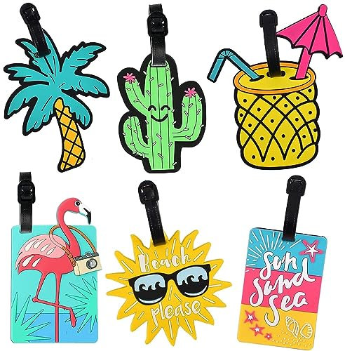 Lot de 6 étiquettes de bagage sécurisées pour valises, étiquettes de voyage étanches pour bagages, étiquettes d'identification pour éviter la perte de sacs et valises