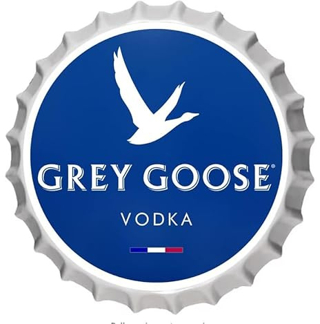 Retro Metal Tin Sign Grey Goose Vodka Sign For Home Cave Garage Bar Cafe Wall Art Plaque Decoration Vintage Bottle Caps Poster Sign 13.8 Inches