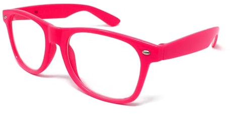 WS UK Adults Clear Lens Glasses - Unisex with UV400 Protection (Hot Pink)
