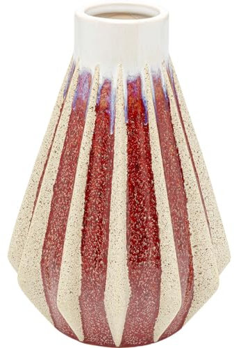 Kare Design Vase Tic Tac, Rot, Deko Vase, Blumenvase, Keramik, handgearbeitet, Unikat, 24 cm (H)