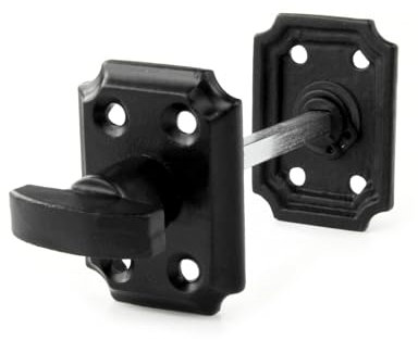 UNDERGROUND PARTS Vintage Style Cast Iron Bathroom Lock Thumb Turn & Release Square Rose Satin Black