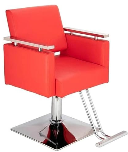 Llchaensc Friseurstuhl Friseursessel Barberstuhl Bedienungsstuhl Friseureinrichtung,360 Grad Drehbar | Höhenverstellbar Mit Hydraulikpumpen,Rot